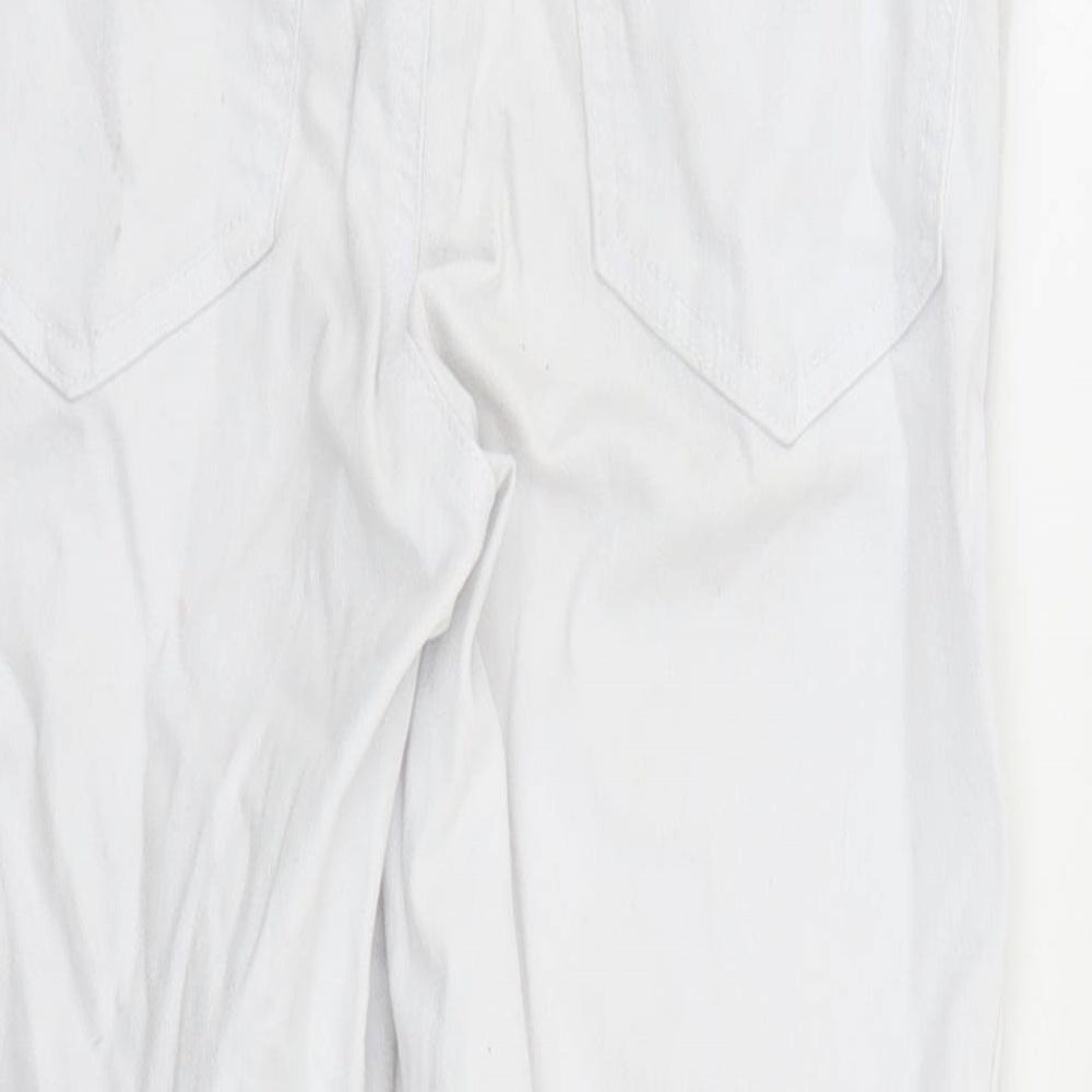 Monsoon Womens White Cotton Cropped Jeans Size 8 L22 in Regular Zip
