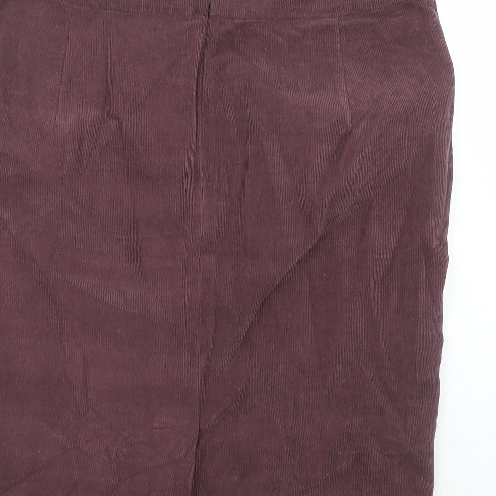 Brand and care label for French Connection women’s brown cotton a-line skirt, size UK 10, zip - lined