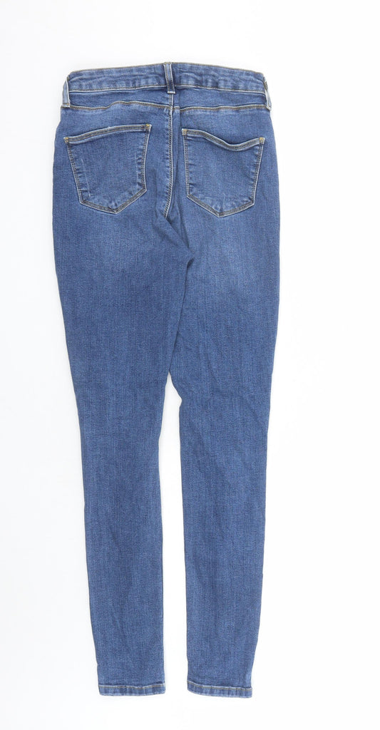 Miss Selfridge Womens Blue Cotton Skinny Jeans Size 10 L31 in Regular Zip