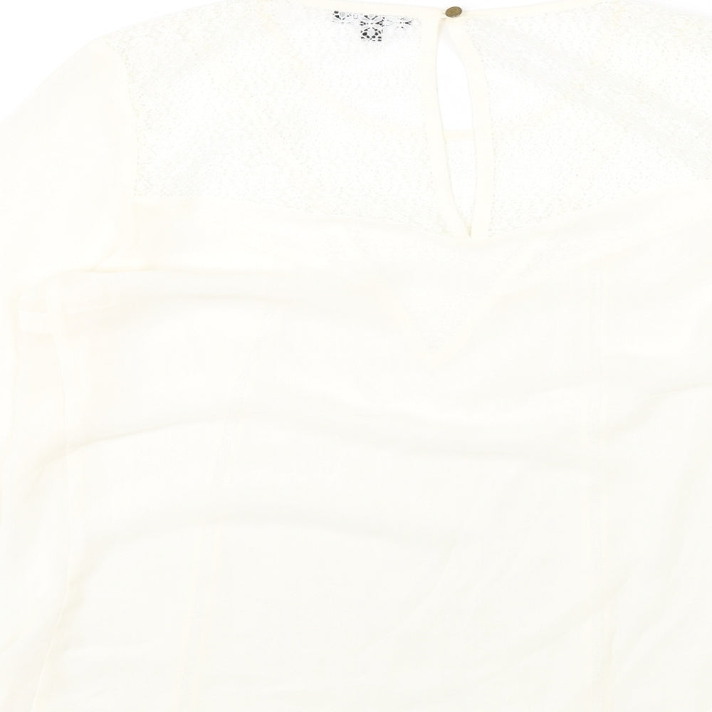 Womens UK Size 14 Warehouse Ivory Basic Blouse