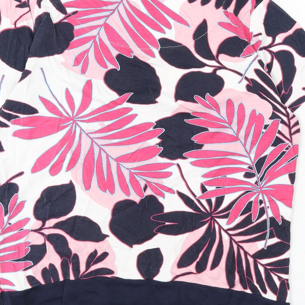 Maine New England Womens Multicoloured Geometric Cotton Basic T-Shirt Size 12 Round Neck - Leaf Print