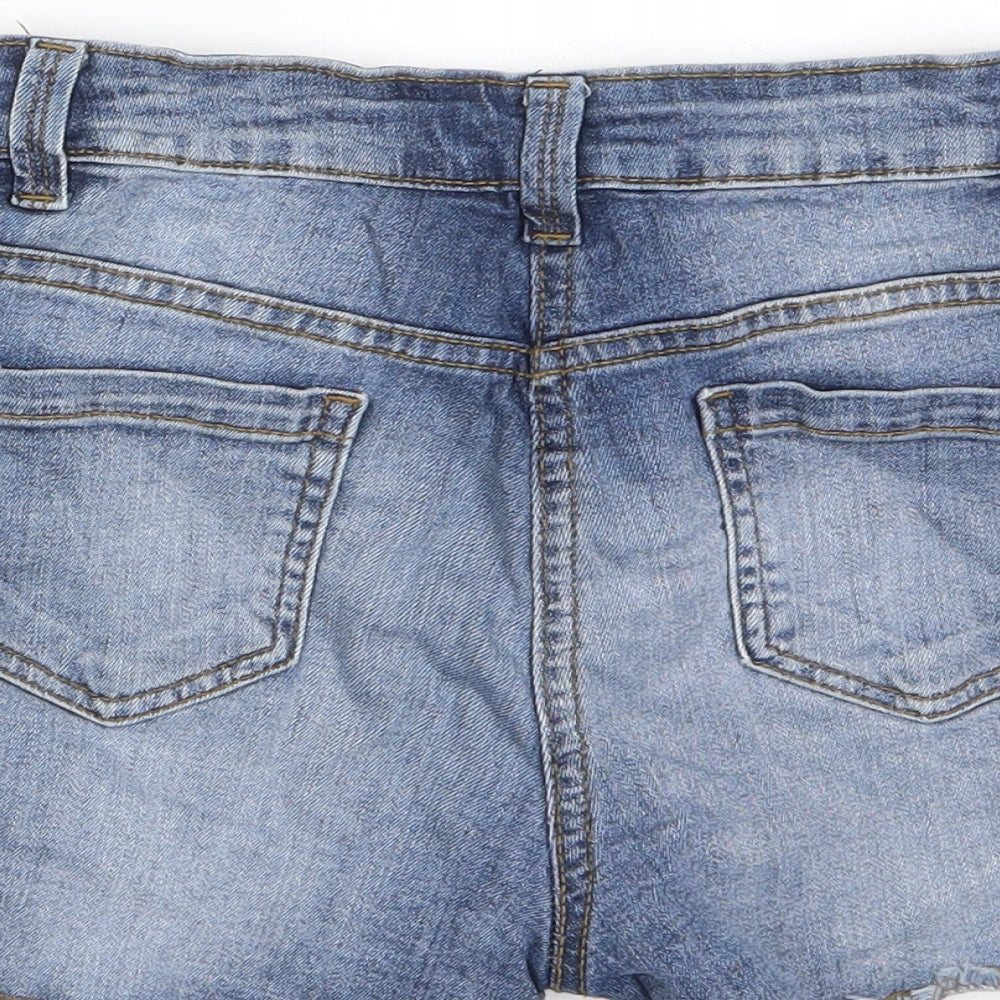 Armata di Mare Girls Blue Cotton Bermuda Shorts Size 11 Years L3 in Regular Zip - Pockets, Belt Loops, Distressed
