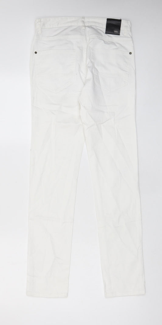 Womens UK Size 8 Zara Regular Fit Chino White Trousers