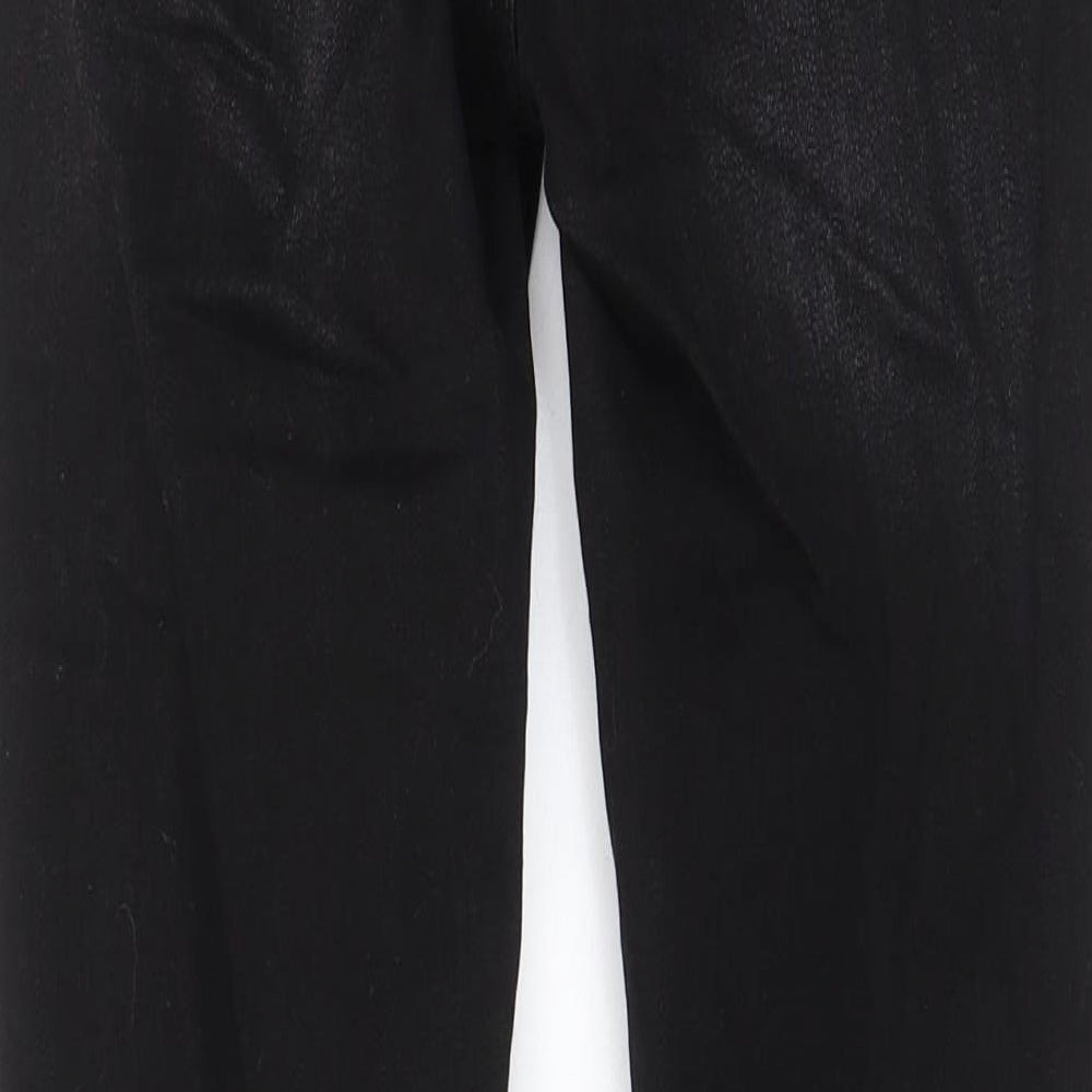 Brand and care label for Denim & Co. women’s black cotton skinny jeans, size UK 8 regular zip - pockets, belt loops