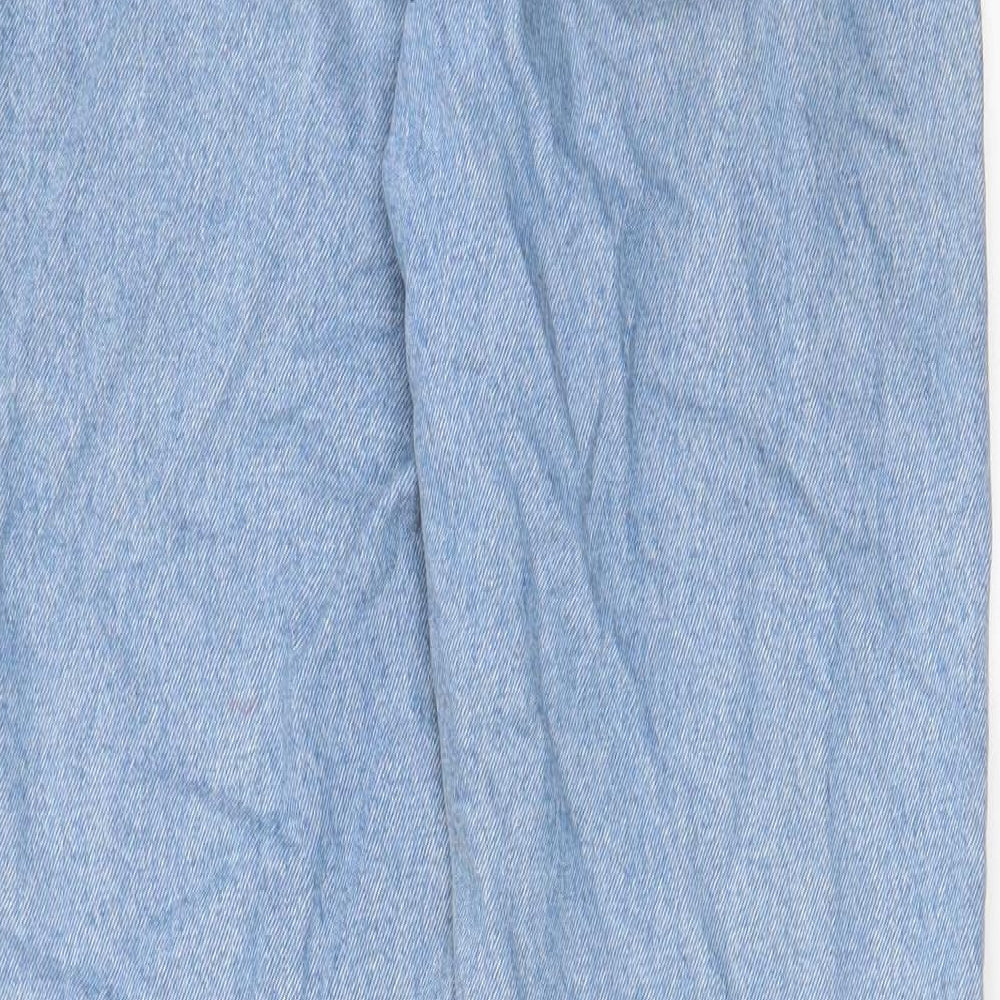 Topshop Womens Blue Geometric Cotton Mom Jeans Size 26 in L34 in Regular Zip - Pockets, Belt Loops