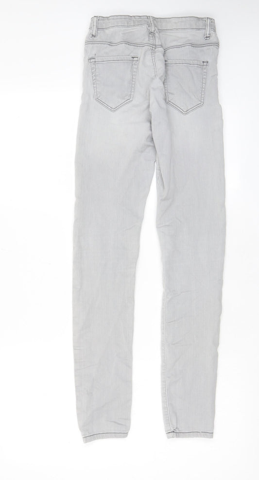 Denim & Co. Womens Grey Cotton Skinny Jeans Size 6 L29 in Regular Zip - Pockets, Belt Loops