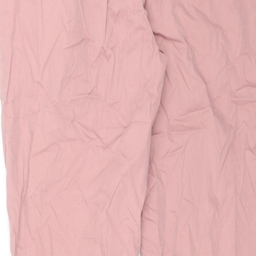 Marks and Spencer Mens Pink Cotton Trousers Size 42 in L28 in Regular Zip