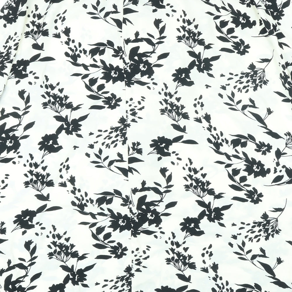 Marks and Spencer Womens Ivory Floral Polyester A-Line Skirt Size 10 Zip