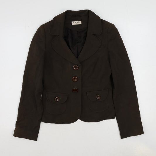 Additional front view of Kaliko women’s brown polyester jacket blazer, size UK 8