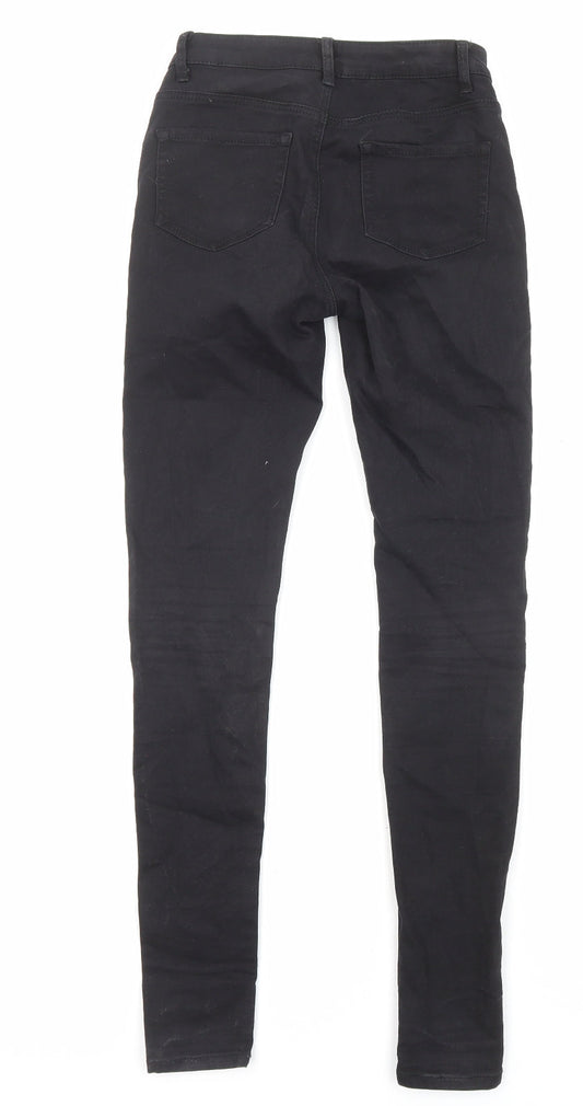 Denim & Co. Womens Black Cotton Skinny Jeans Size 8 L29 in Regular Zip - Waist 22 inches