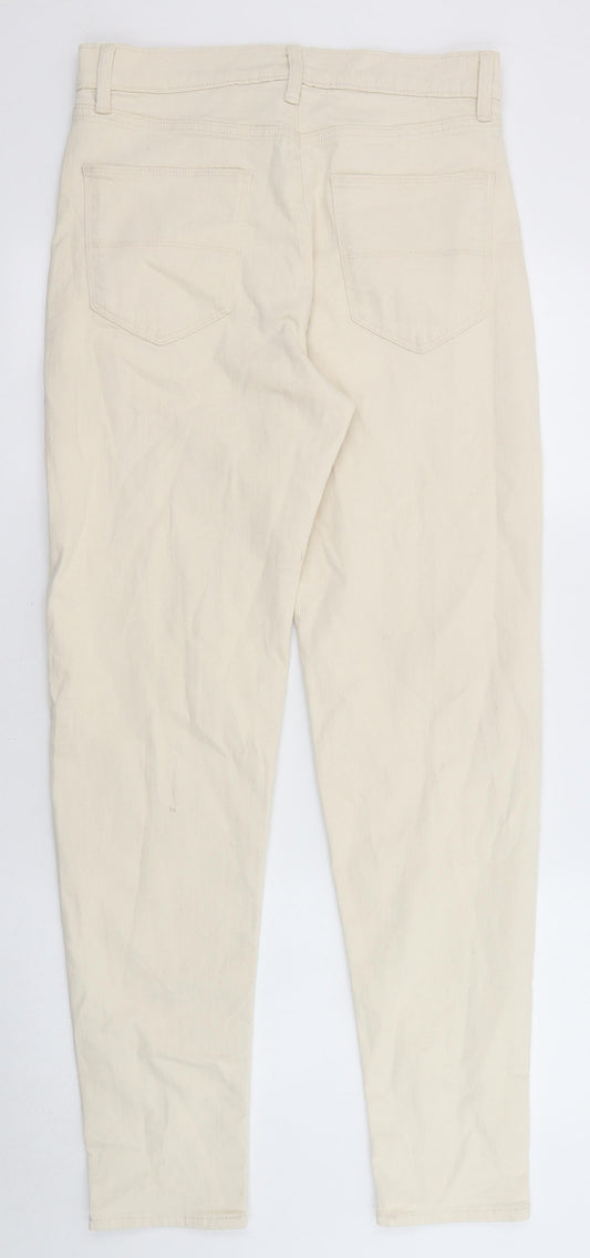 Marks and Spencer Mens Beige Cotton Straight Jeans Size 30 in L33 in Regular Zip - Pockets