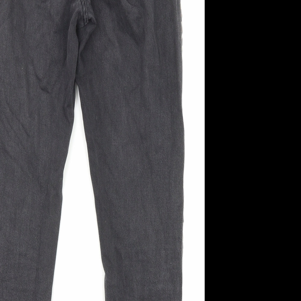 PRETTYLITTLETHING Womens Black Animal Print Cotton Straight Jeans Size 8 L25 in Regular Zip - Pockets