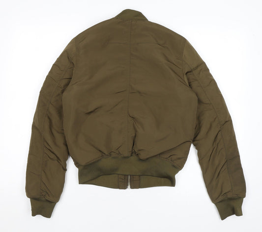 Divided by H&M Womens Green Bomber Jacket Jacket Size 4 Zip