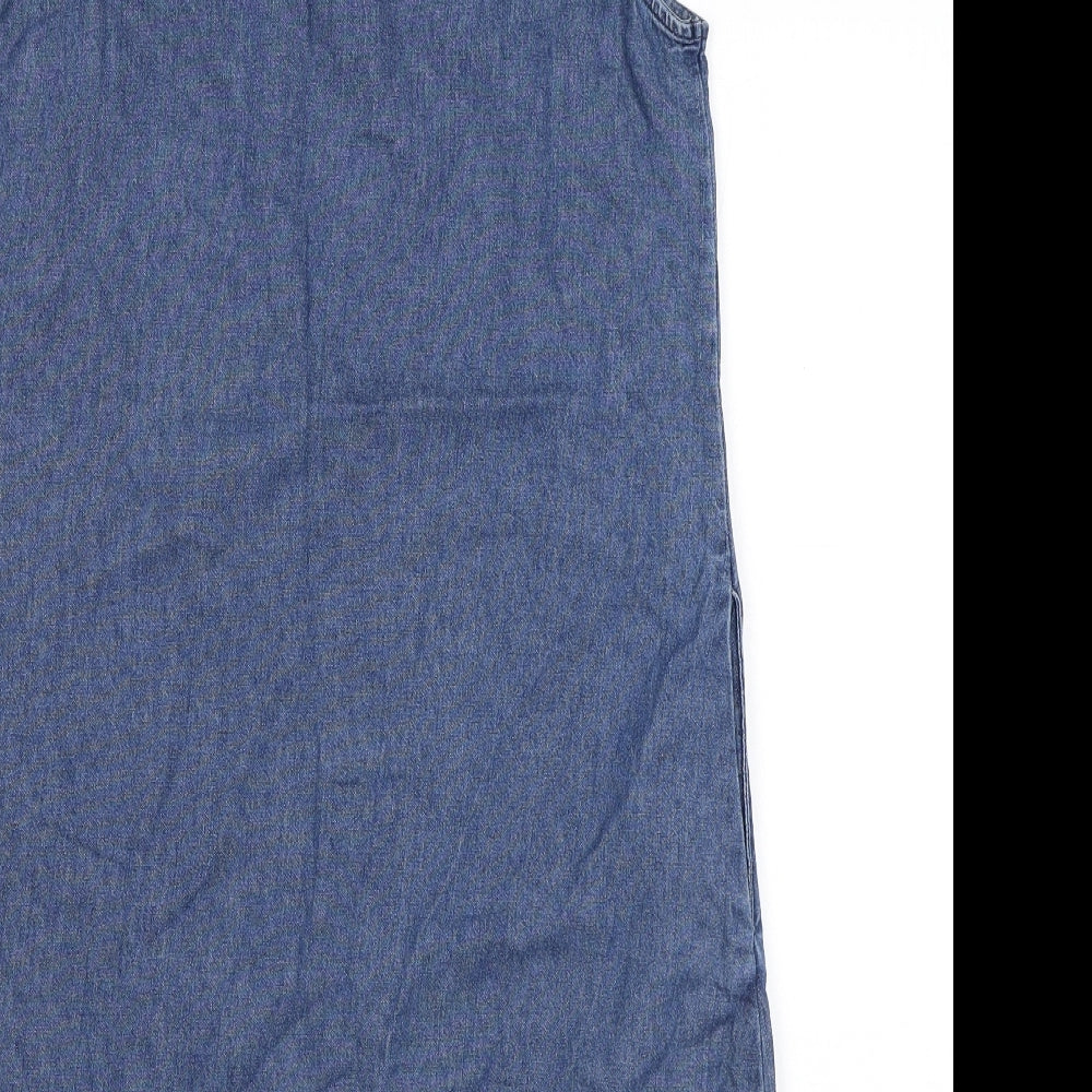 Evie Womens Blue Cotton A-Line Size 12 Scoop Neck Pullover - Lace