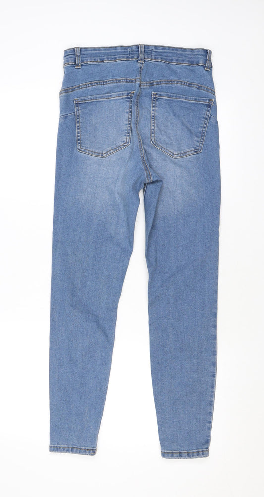 Denim & Co. Womens Blue Cotton Skinny Jeans Size 10 L26 in Regular Zip