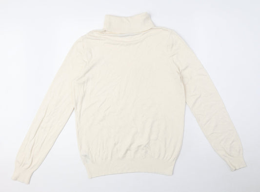 Marks and Spencer Womens Beige High Neck Viscose Pullover Jumper Size 12