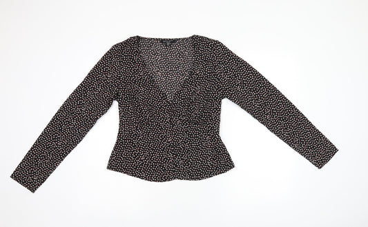 Womens UK Size M Brave Soul Black Basic Button-Up