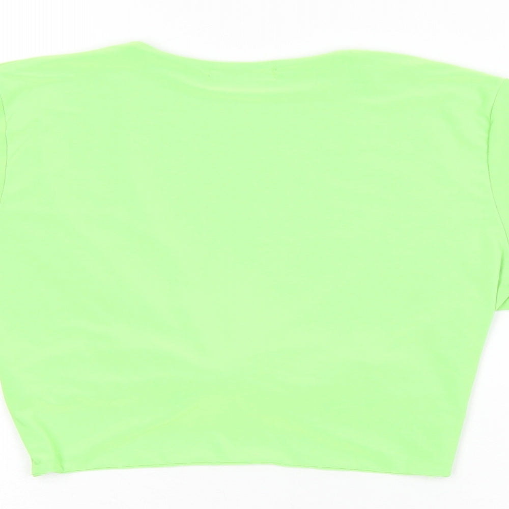 Womens UK Size 12 PRETTYLITTLETHING Green Cropped T-Shirt