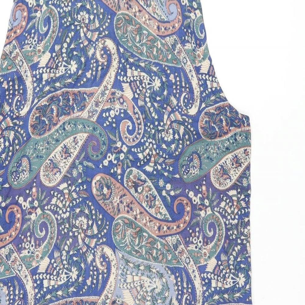 EAST Womens Blue Paisley Viscose Shirt Dress Size 10 Collared Button