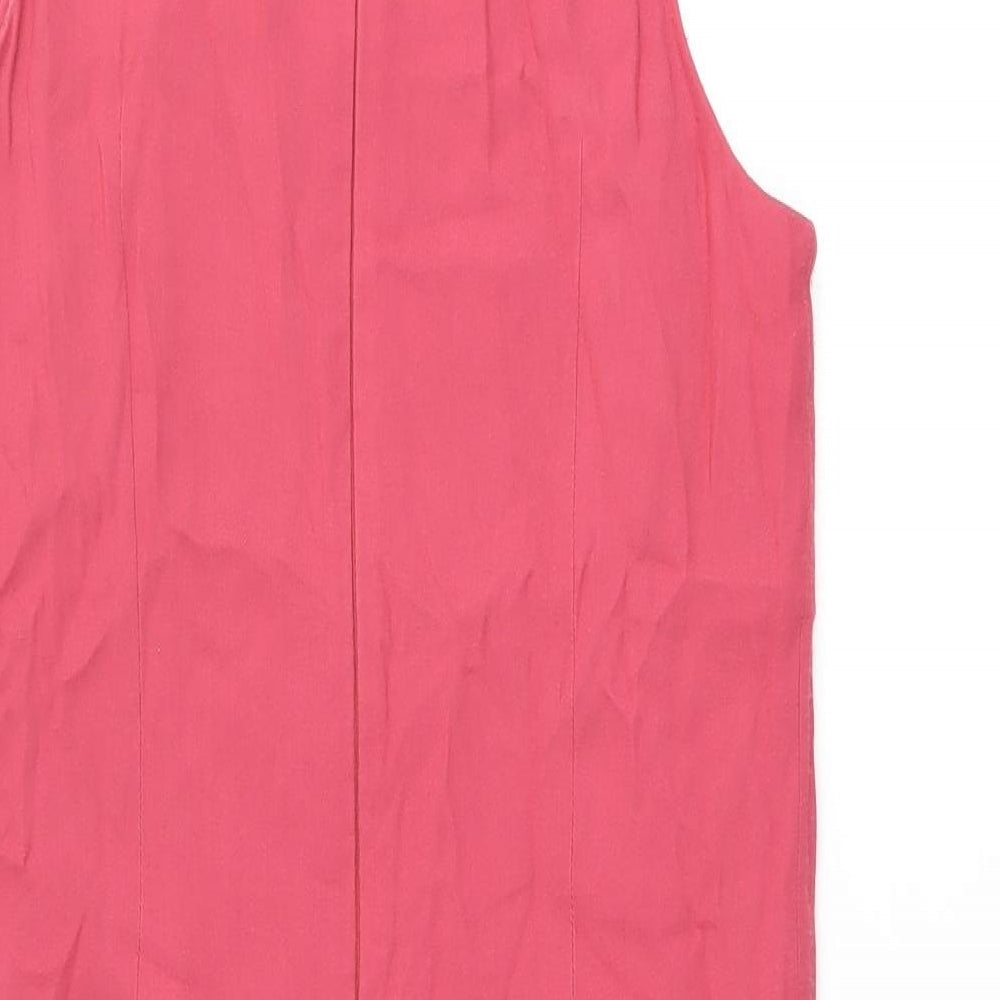 French Connection Womens Red Viscose Shift Size 10 Round Neck Zip