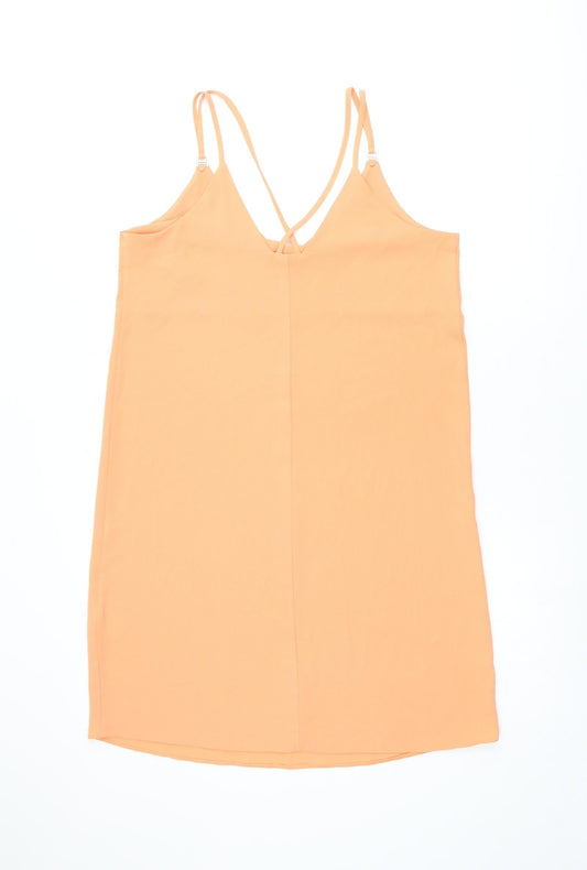 Dorothy Perkins Womens Orange Polyester Shift Size 12 V-Neck Pullover