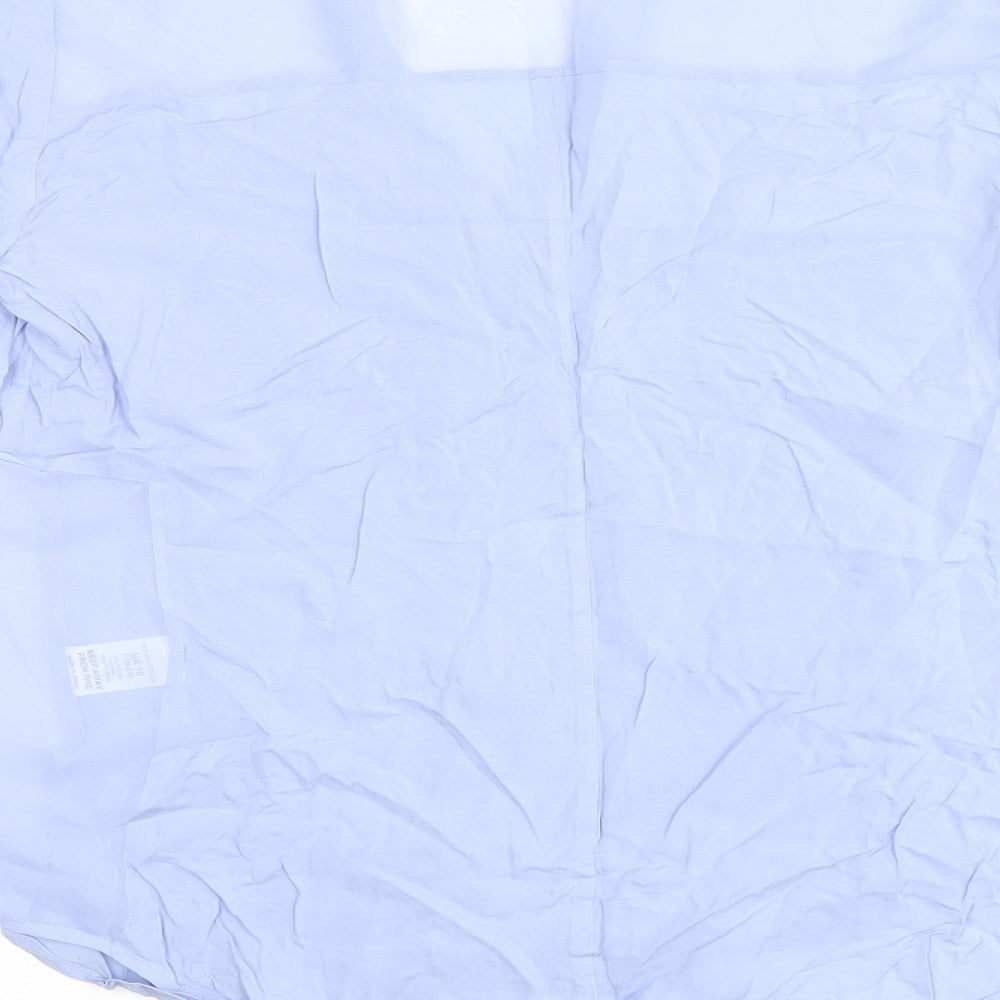 Womens UK Size 10 Warehouse Blue Jersey Button-Up