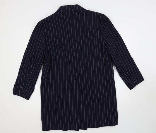 C&A Womens Blue Striped Jacket Blazer Size 14 Button