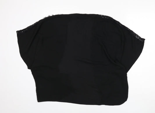 Capsule Womens Black Polyester Basic Blouse Size 18 V-Neck - Kimono, Lace Trim