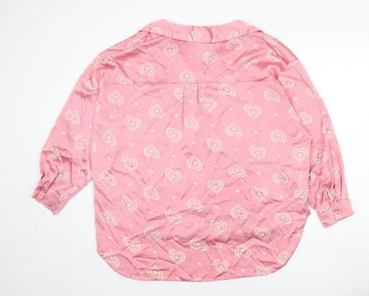 Womens UK Size 16 New Look Pink Basic Button-Up