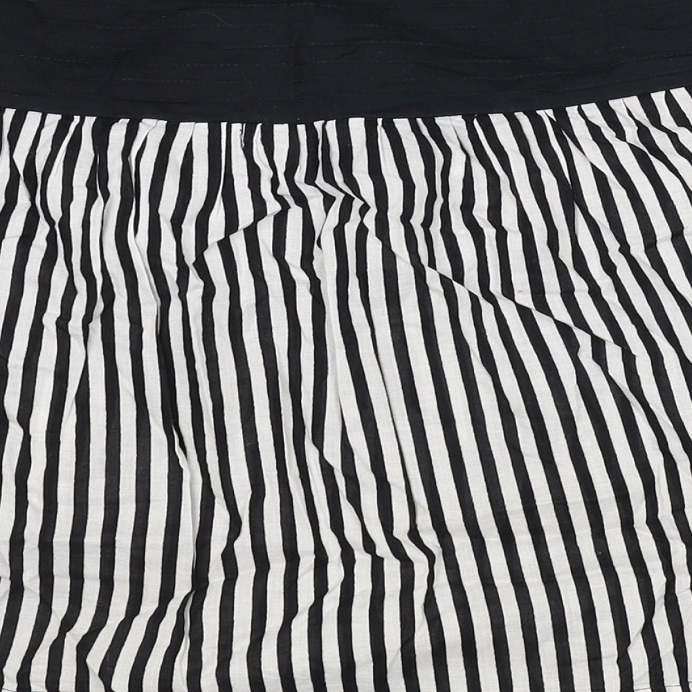 Motel Womens Black Striped Cotton A-Line Skirt Size 8 Zip