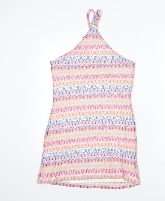Divided by H&M Womens Multicoloured Geometric Polyester Mini Size S Halter Button