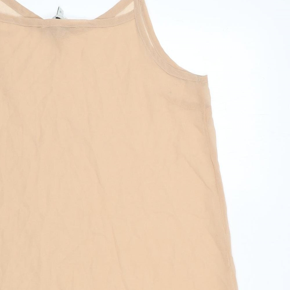 NEXT Womens Beige Polyester Slip Dress Size 16 Scoop Neck Pullover