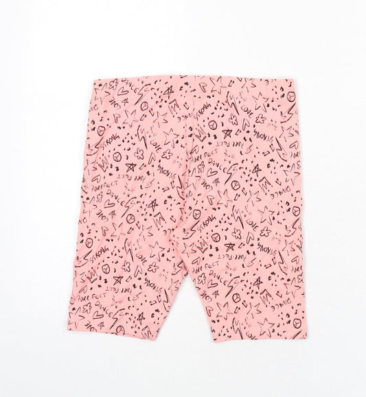 NEXT Girls Pink Geometric Cotton Biker Shorts Size 11 Years L8 in Regular - Purr-fect, Strong, Dance, Love