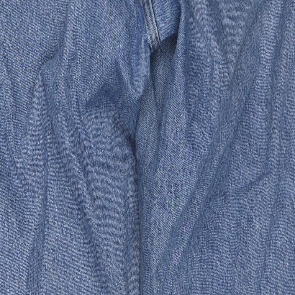 Topshop Womens Black Cotton Straight Jeans Size 16 L36 in Regular Zip