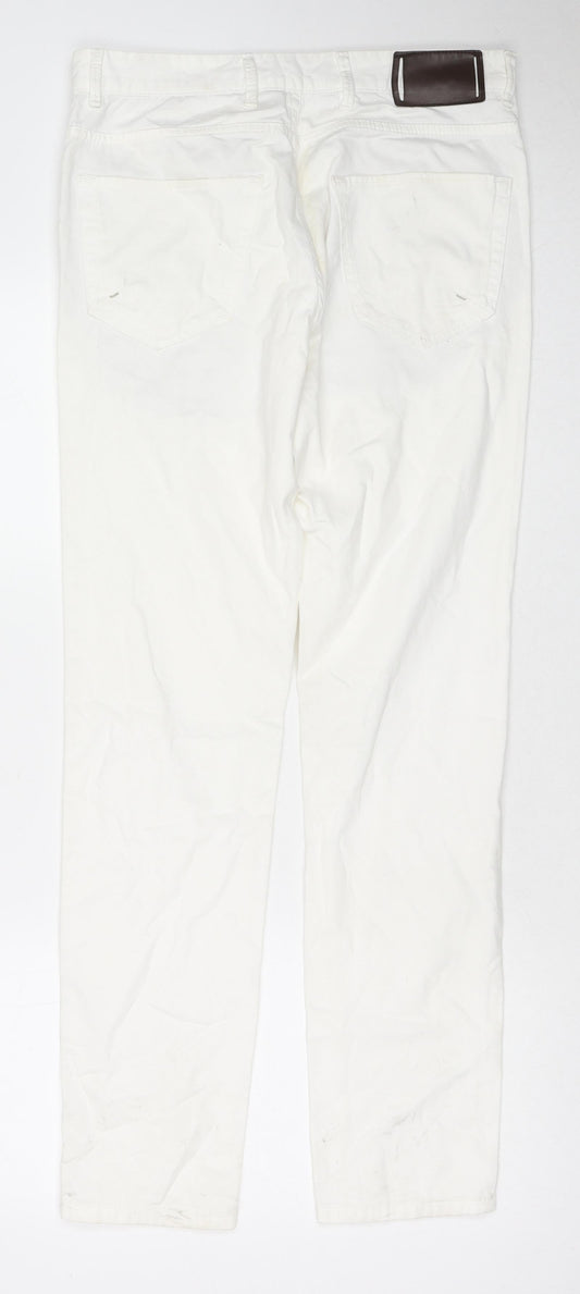 Zara Womens White Cotton Skinny Jeans Size 10 L31 in Regular Zip