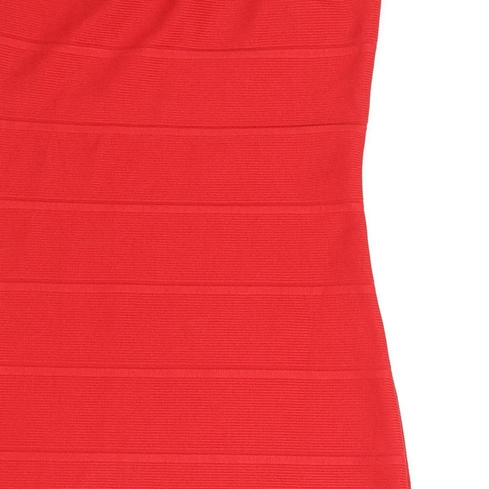 Missguided Womens Red Polyester Mini Size 10 Square Neck Pullover