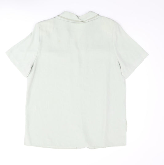 Berkertex Womens Green Polyester Basic Button-Up Size 16 Collared - Embroidered