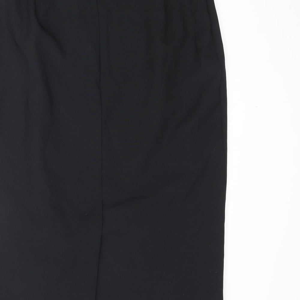 Marks and Spencer Womens Black Polyester Straight & Pencil Skirt Size 10 Zip - Button