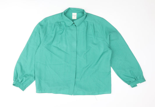 Womens UK Size 16 C&A Green Basic Button-Up