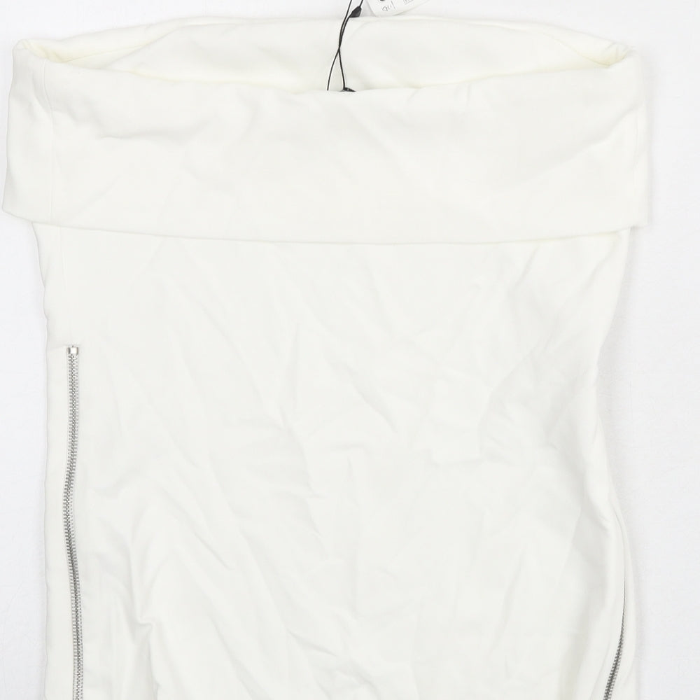 Womens UK Size L Zara White Basic T-Shirt