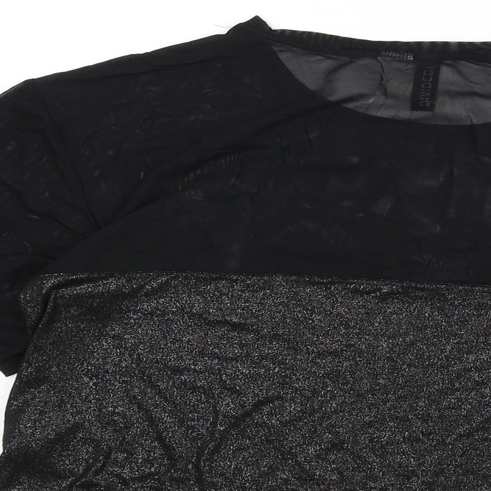 Womens UK Size S Divided by H&M Black Cropped T-Shirt