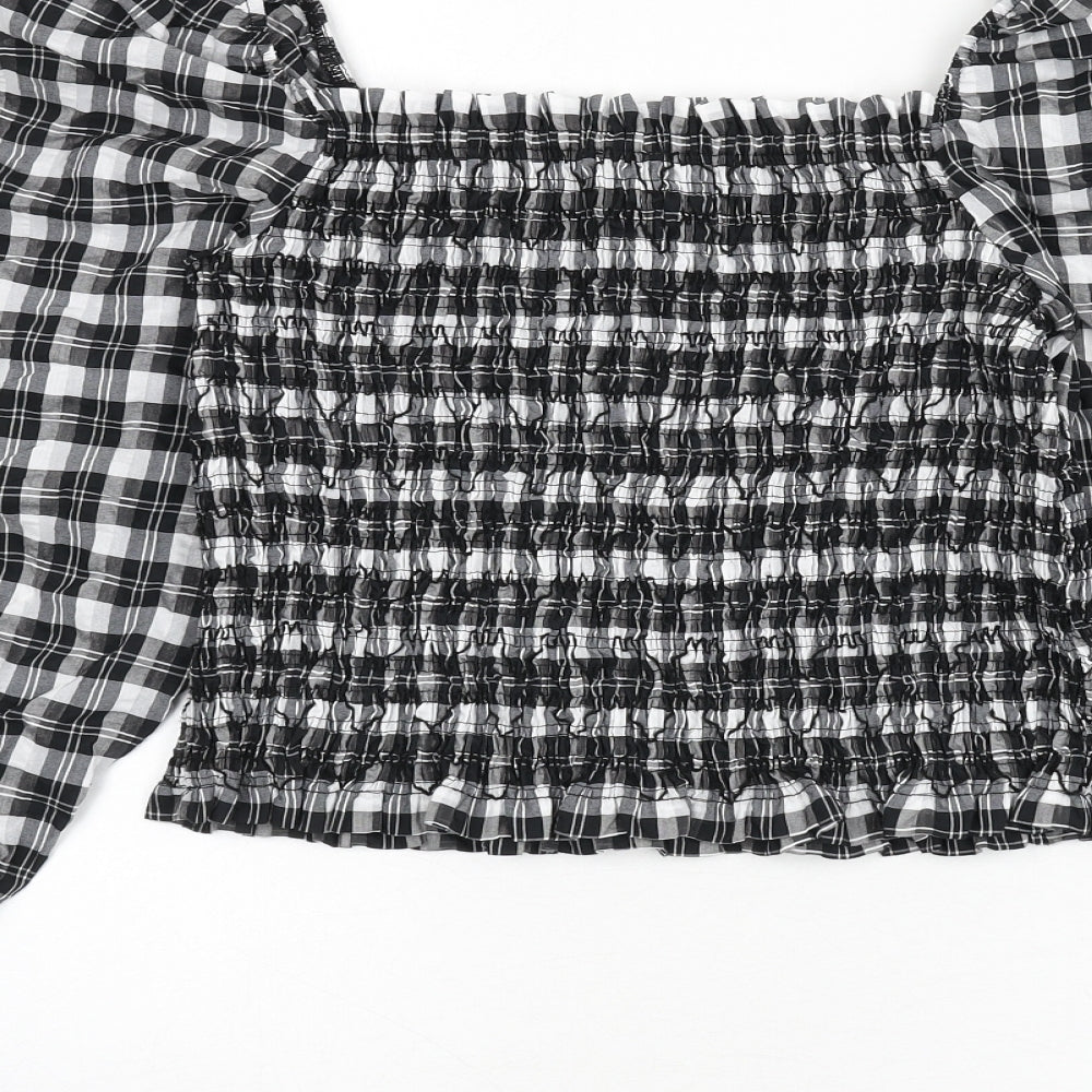 Womens UK Size M H&M Grey Cropped Blouse