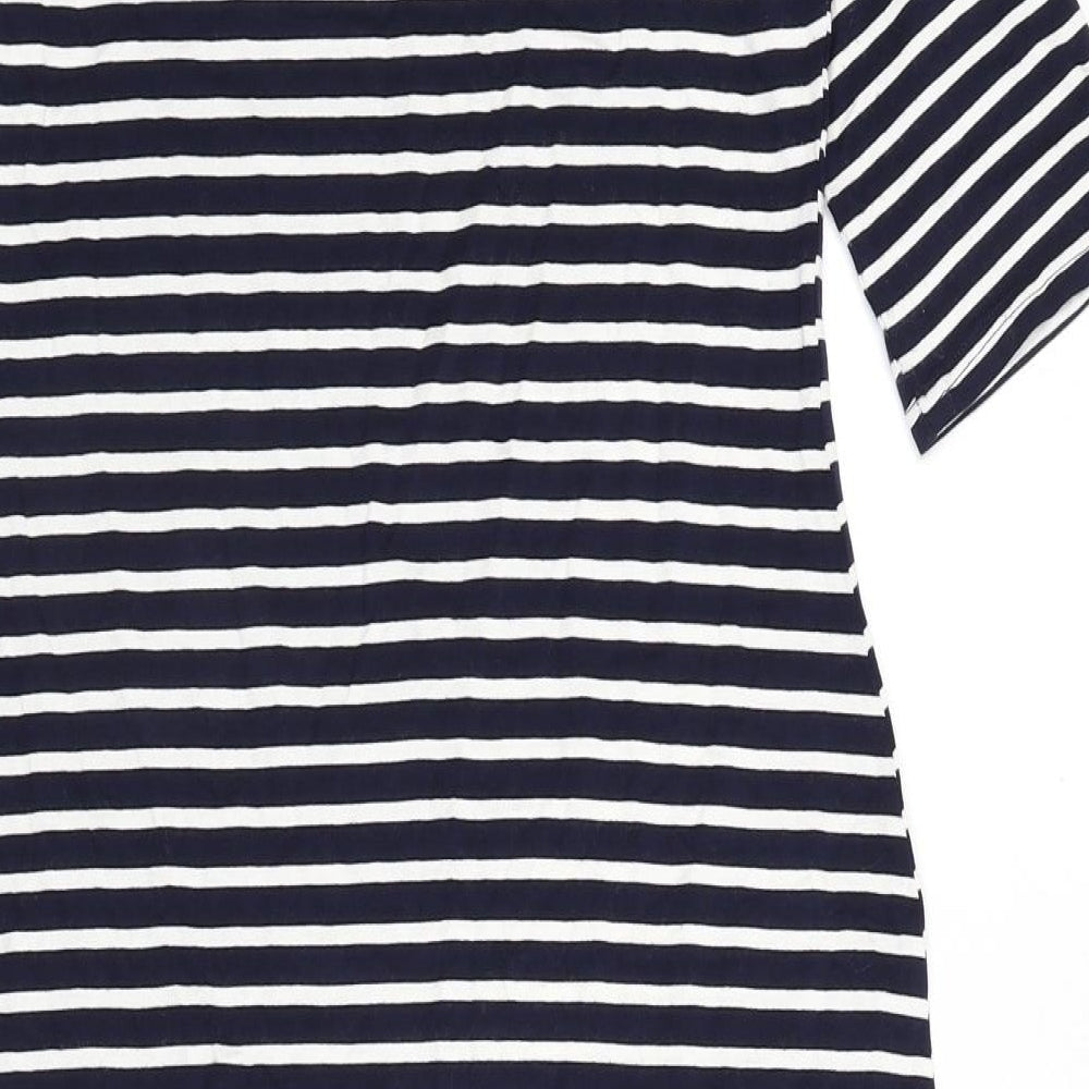 BLU Womens Blue Striped Viscose Bodycon Size 12 Off the Shoulder Pullover