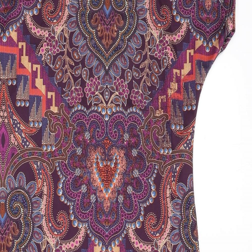 Boohoo Womens Multicoloured Geometric Polyester Bodycon Size M Round Neck Pullover - Size M/L