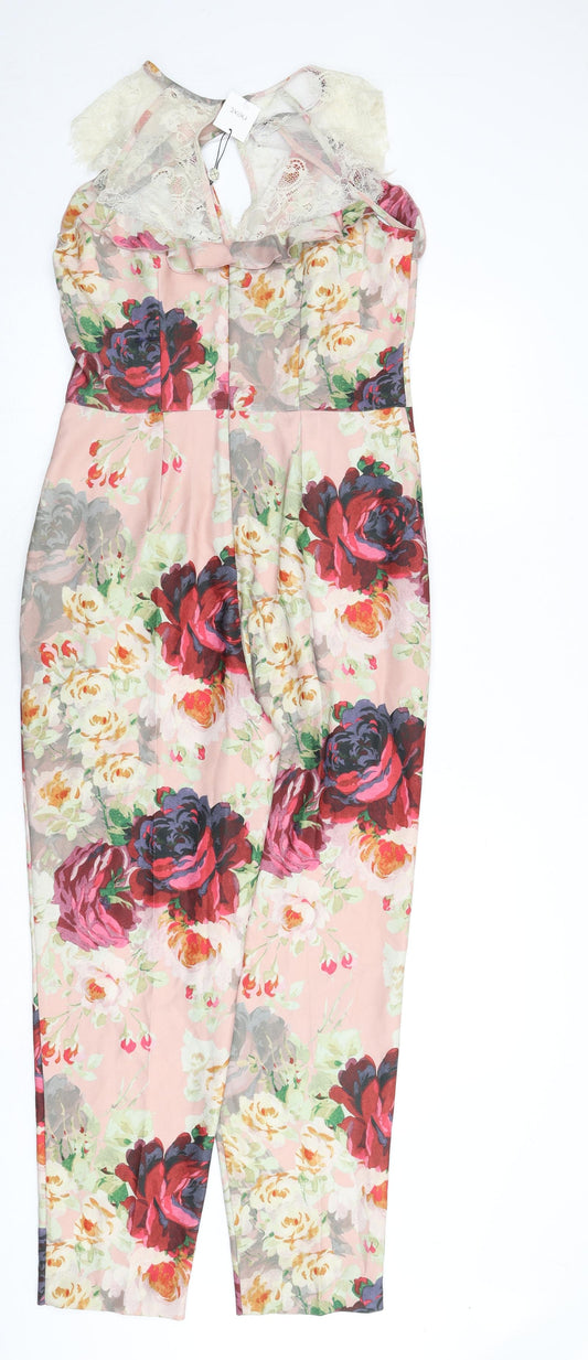 NEXT Womens Multicoloured Floral Polyester Jumpsuit One-Piece Size 10 L27 in Button - Lace Trim