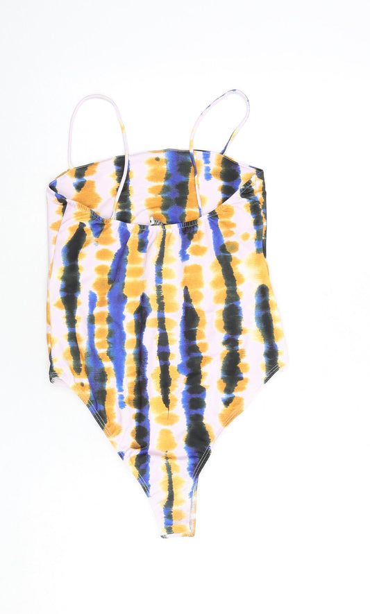Zara Womens Multicoloured Geometric Polyester Leotard One-Piece Size M Pullover