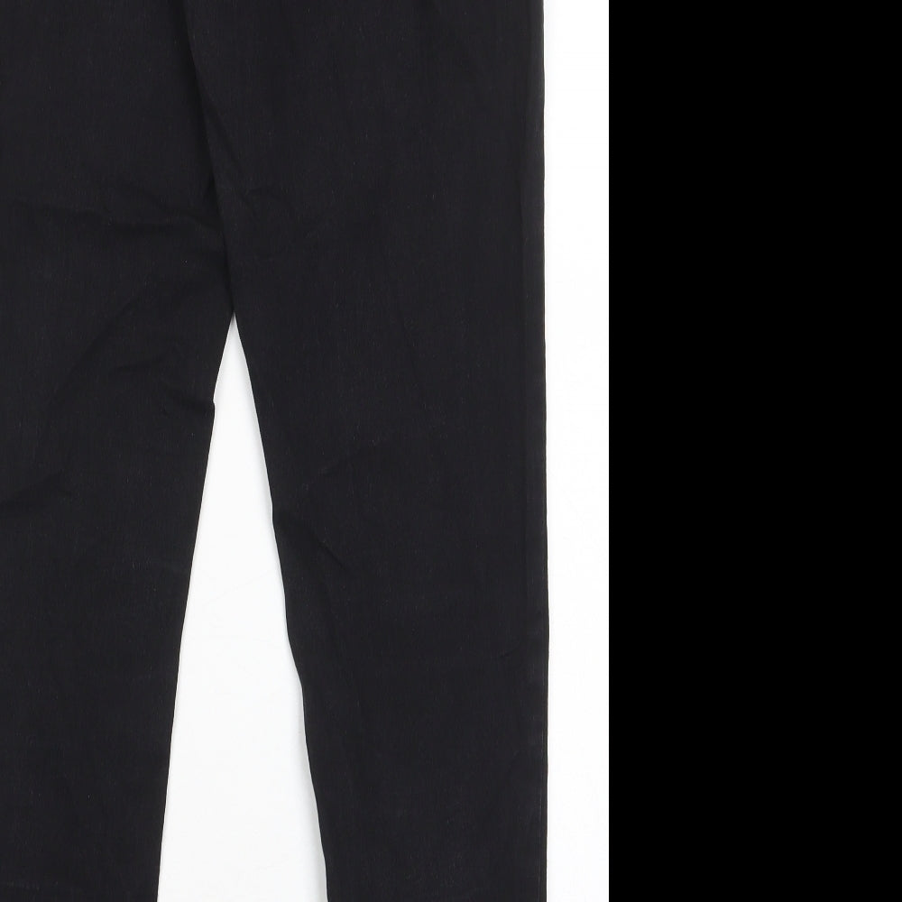 Brand and care label for Denim & Co. women’s black cotton skinny jeans, size UK 10, 29-inch leg regular - elastic waist