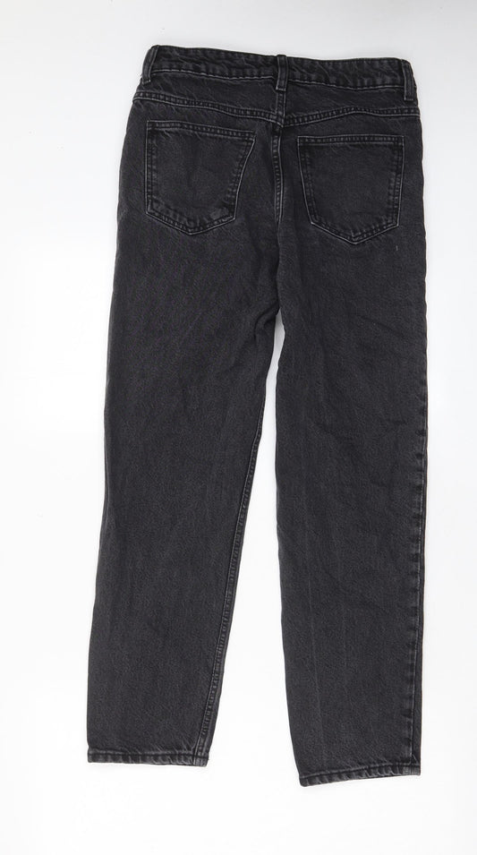 Mango Womens Black Cotton Mom Jeans Size 8 L26 in Regular Zip - Pockets, Belt Loops