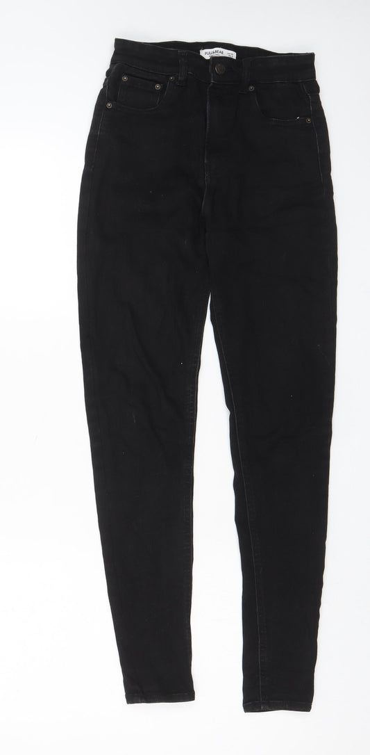 Womens UK Size 6 Pull&Bear Regular Fit Skinny Black Jeans