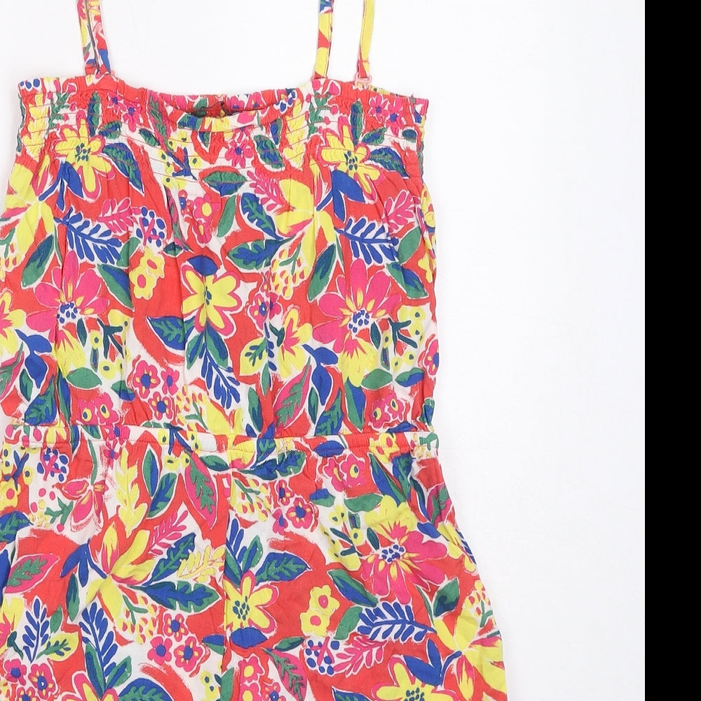 Marks and Spencer Womens Multicoloured Floral Viscose Playsuit One-Piece Size 8 Pullover